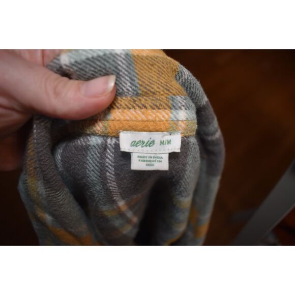 Aerie Oversized Plaid Flanner Warm Fall Winter Womens Medium - Picture 4 of 6